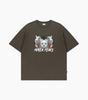 Weideun Inner Peace Wolf Og Oversized Short Sleeve Khaki Grey