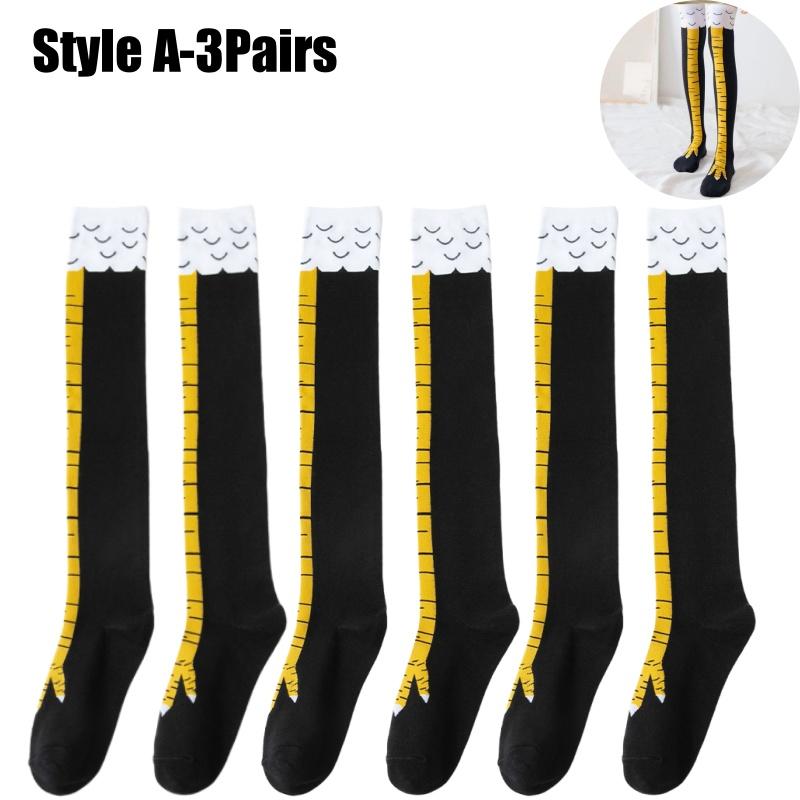 Women Funny Chicken Feet Socks Over Knee Socks Ostrich Print Slimming Socks Autumn Winter Long Tube Stockings for Ladies
