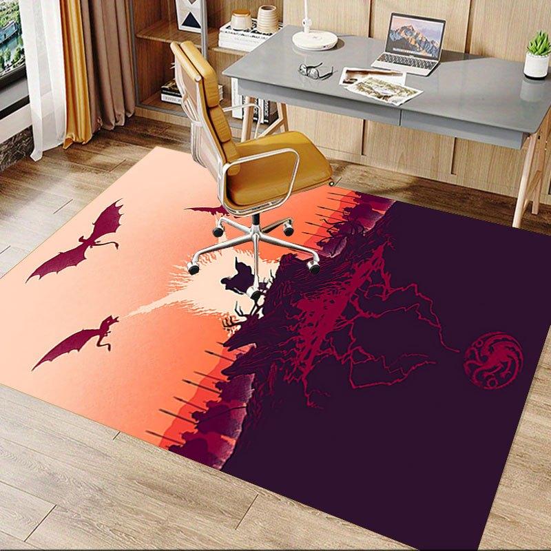 1pc Fire and Blood Office Carpet Chair Mats, Home Decor Mat | Fantasy Theme Mat | Durable Mat, Dragon DecorB19