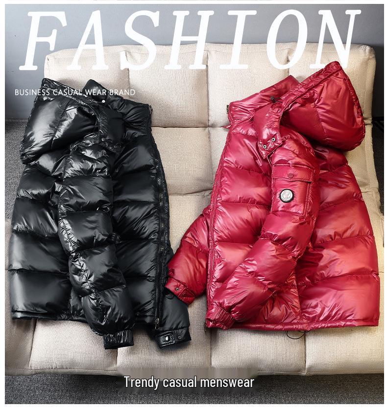 Unisex Winter Helle Daunenjacke: Super dick, kurz, warme weiße Entendaune