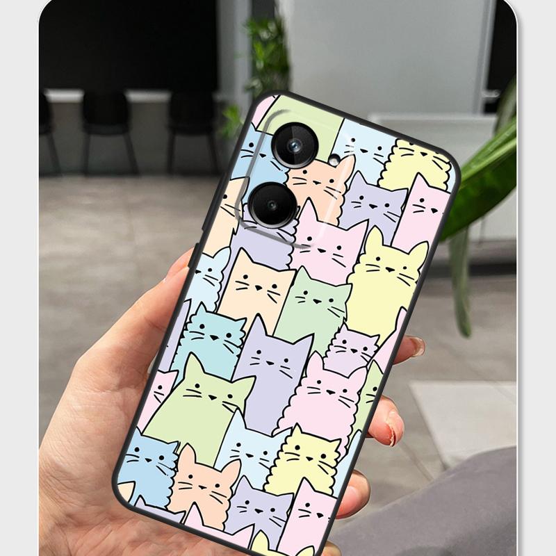 Cute Cat Kitten Case For Realme 13 12 10 11 14 Pro Plus GT6 GT7 Pro C55 C51 C25 C33 C61 C65 C67 C53 C71 C75
