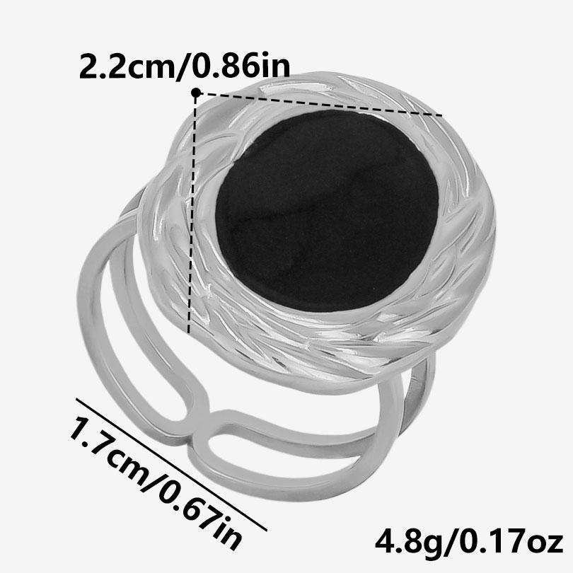 Different Style Silver Color Ring Black Oil Drop Open Adjustable Stainless Steel Rings For Women Men Accessories Enamel Jewelry
