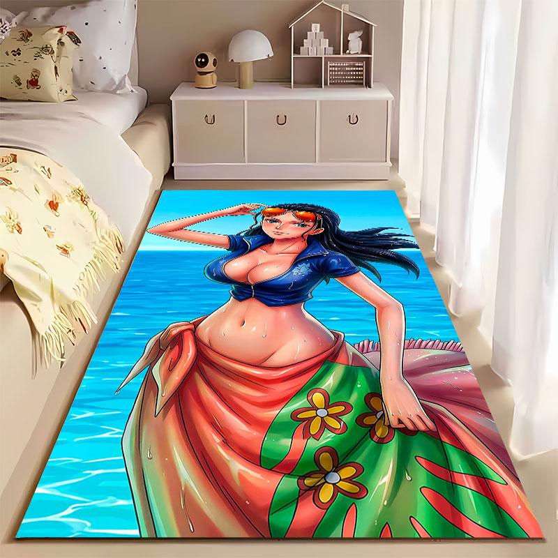 Beach Woman In Floral Skirt Suitable As a Non-slip Mat for the Living Room or Bedroom Sofa