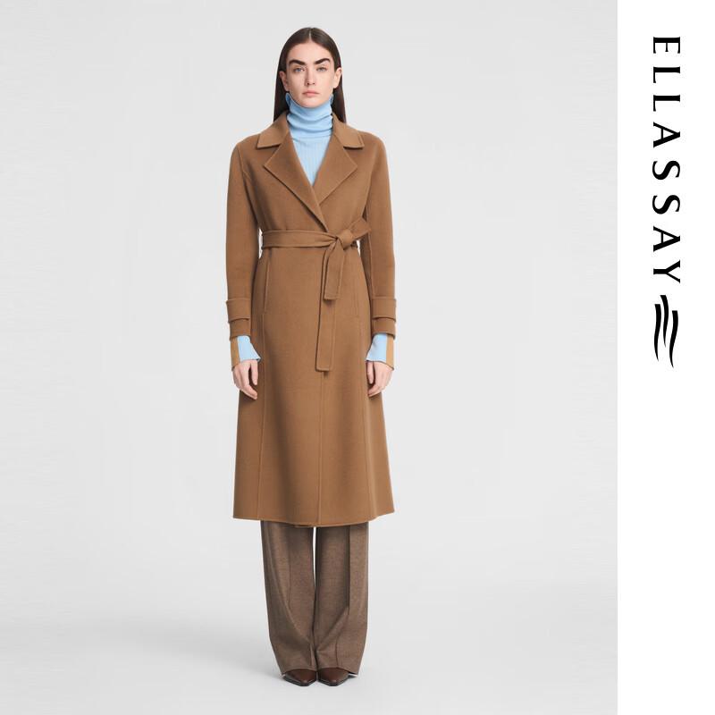 

ELLASSAY Women s Wool Blend Lapel Mid-Length Coat M