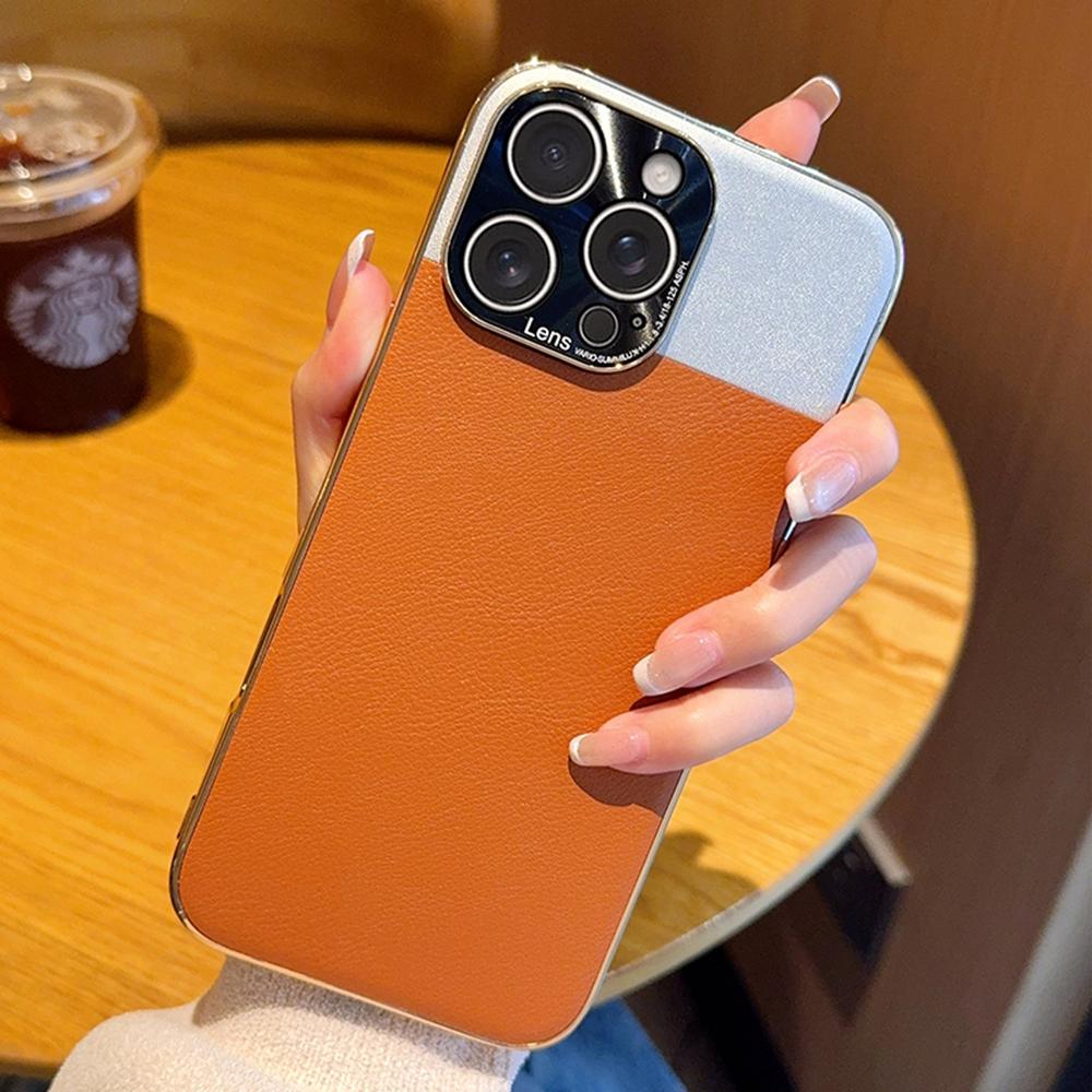 For iPhone 16 Pro Max Case Desert Silver Moon Electroplated Gold PC+PU Leather Phone Back Cover