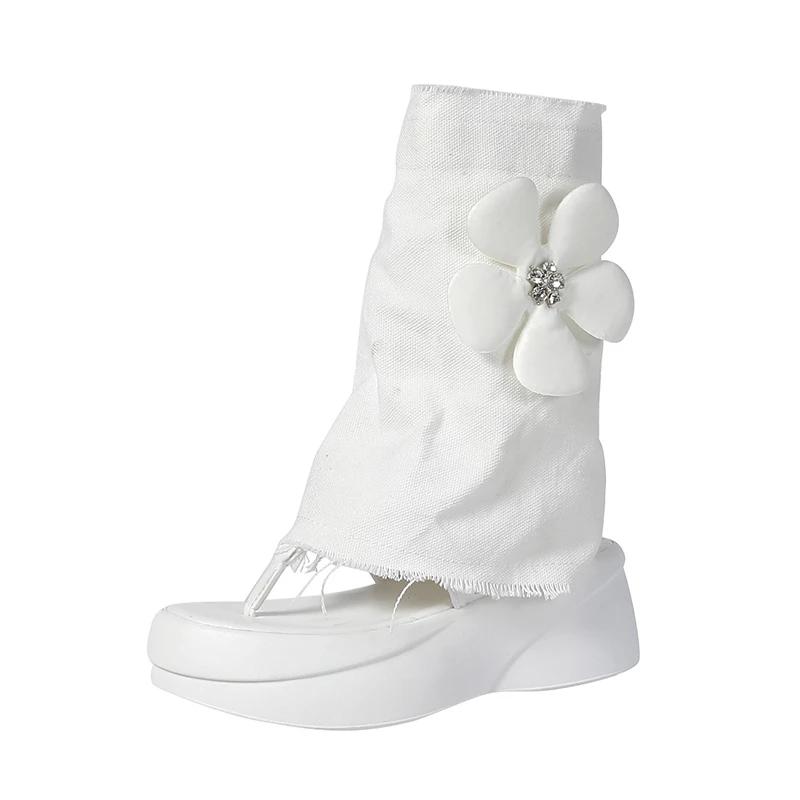 Mode Damen Schuhe 2025 Mode Seitlicher Reißverschluss Damen Sandalen Sommerkleid Floral Neu Kneifzehe Bestseller Plateausandalen Stiefel