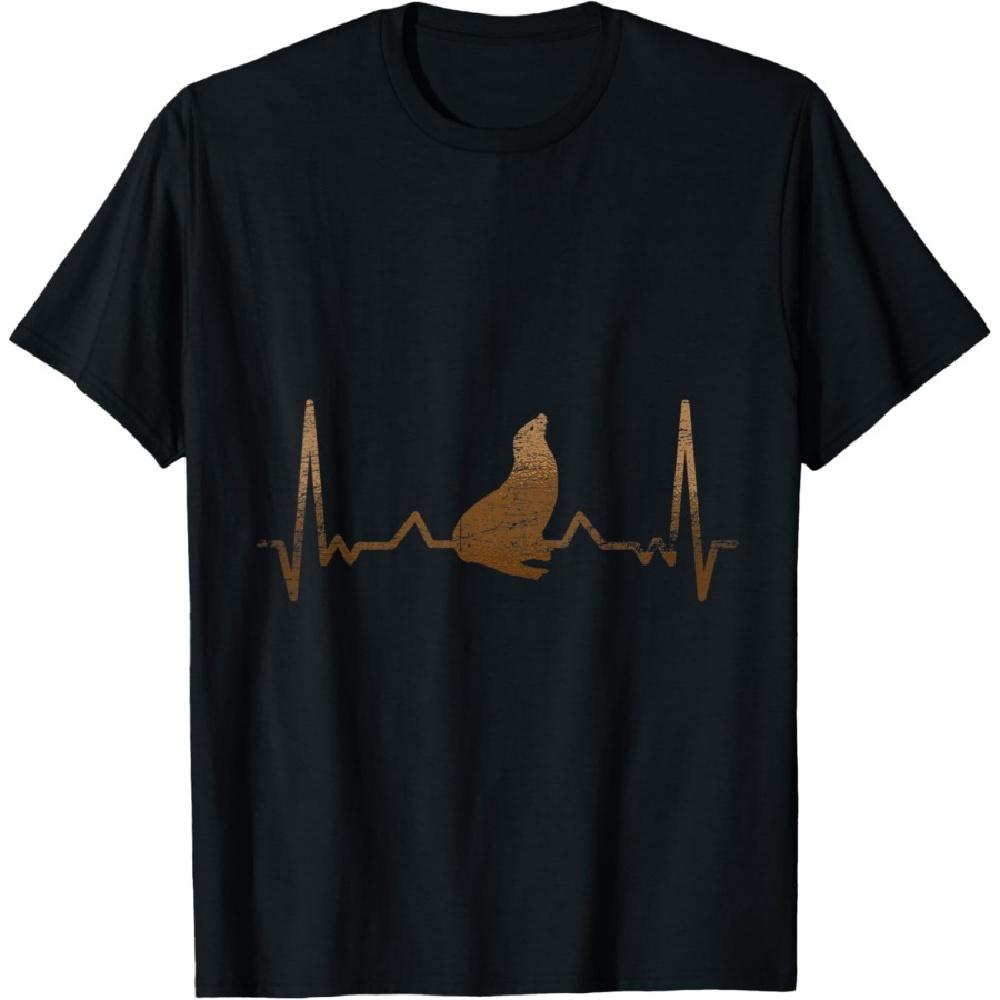 

Animal Lover Seal Heartbeat Sea Lion T-Shirt XXXXXL чорний