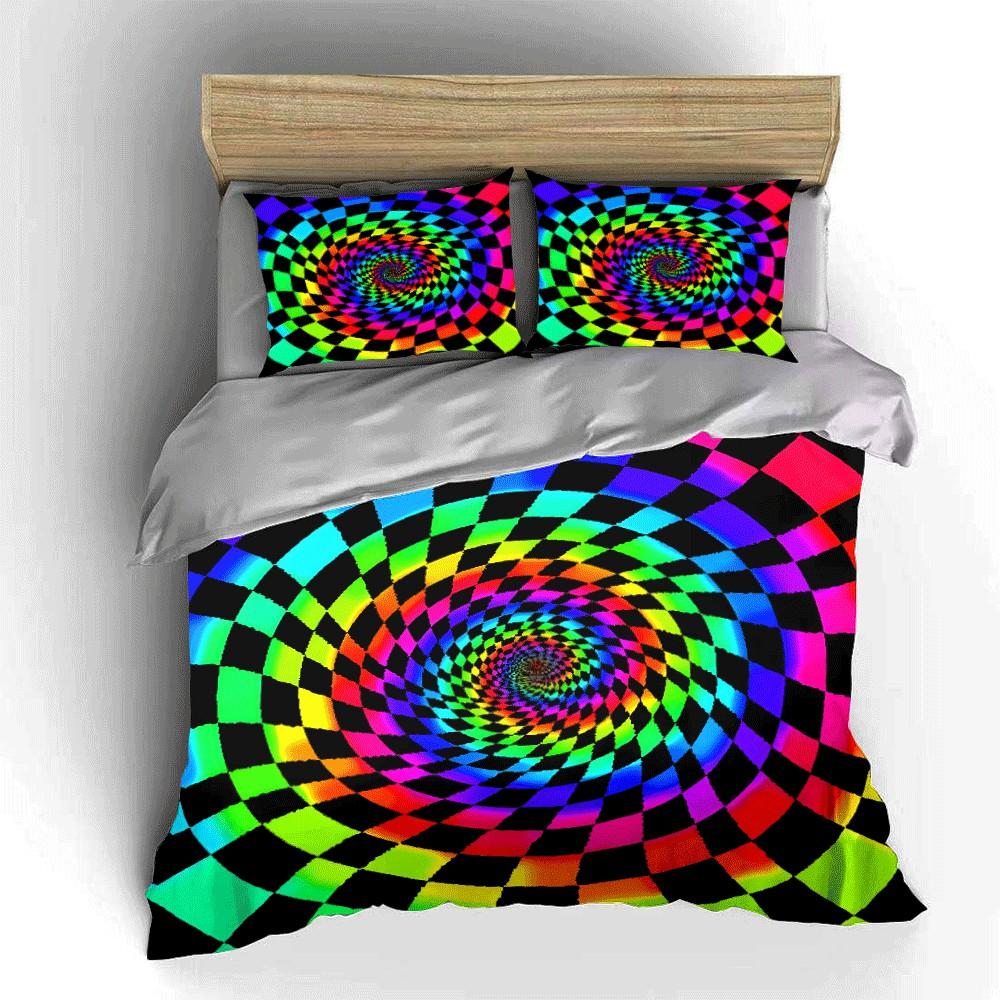 Colorful Illusion Set For Decor Exquisite Three-Piece Bedding Set Gift For Kids And Adults