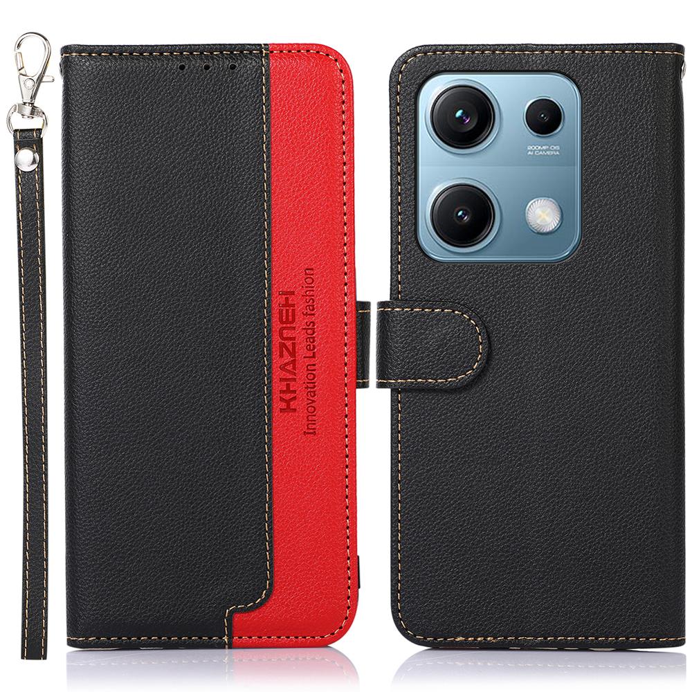 

KHAZNEH For Xiaomi Redmi Note 14S 4G Case RFID Blocking Wallet PU Leather Phone Cover Black