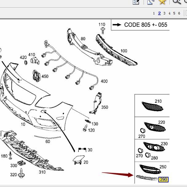 2468851374 & 2468851474 Fog Light Frame Trim for Mercedes-Benz 246 B200