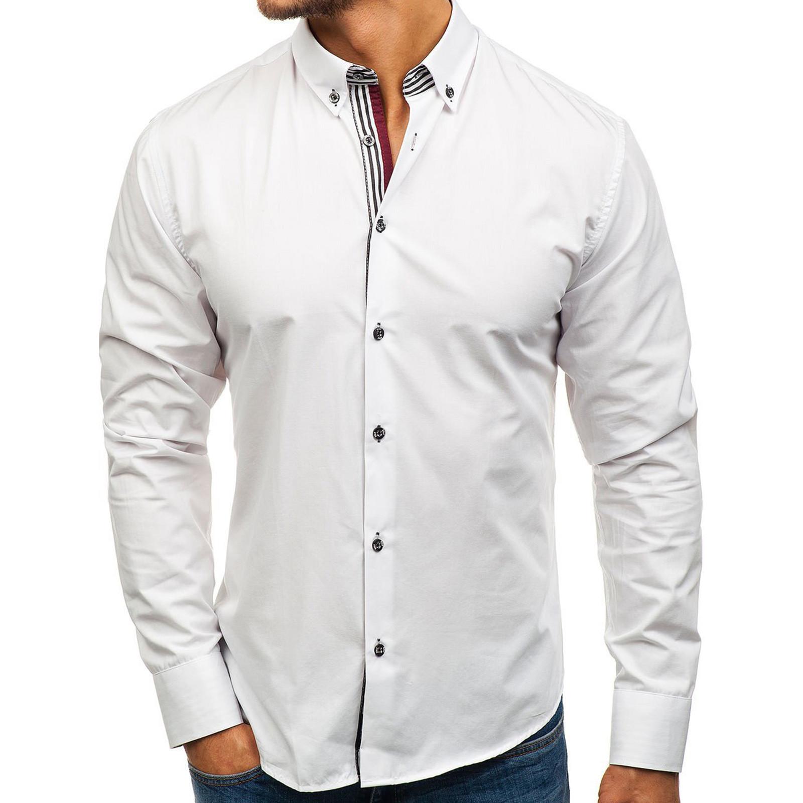 

Мужские рубашки Весенние мужские рубашки с длинным рукавом Официальные деловые рубашки XL белый