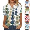 Damen Sommer Casual Fashion Baumwolle Leinen bedruckt Damen Kurzarm Shirt Tops