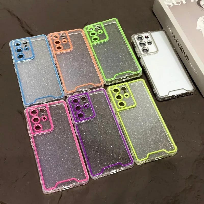 Night Light Luminous Bling Glitter Clear Case for Samsung Galaxy S22 S24 Ultra S23 Plus S21 FE Glowing Silicone Soft Cover