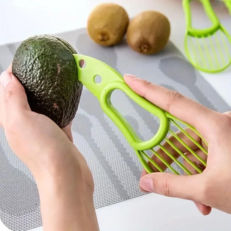 3 In 1 Avocado Slicer Shea Corer Butter Fruit Peeler Cutter Pulp Separator Plastic Knife Kitchen Vegetable Tools Kitchen Gadgets