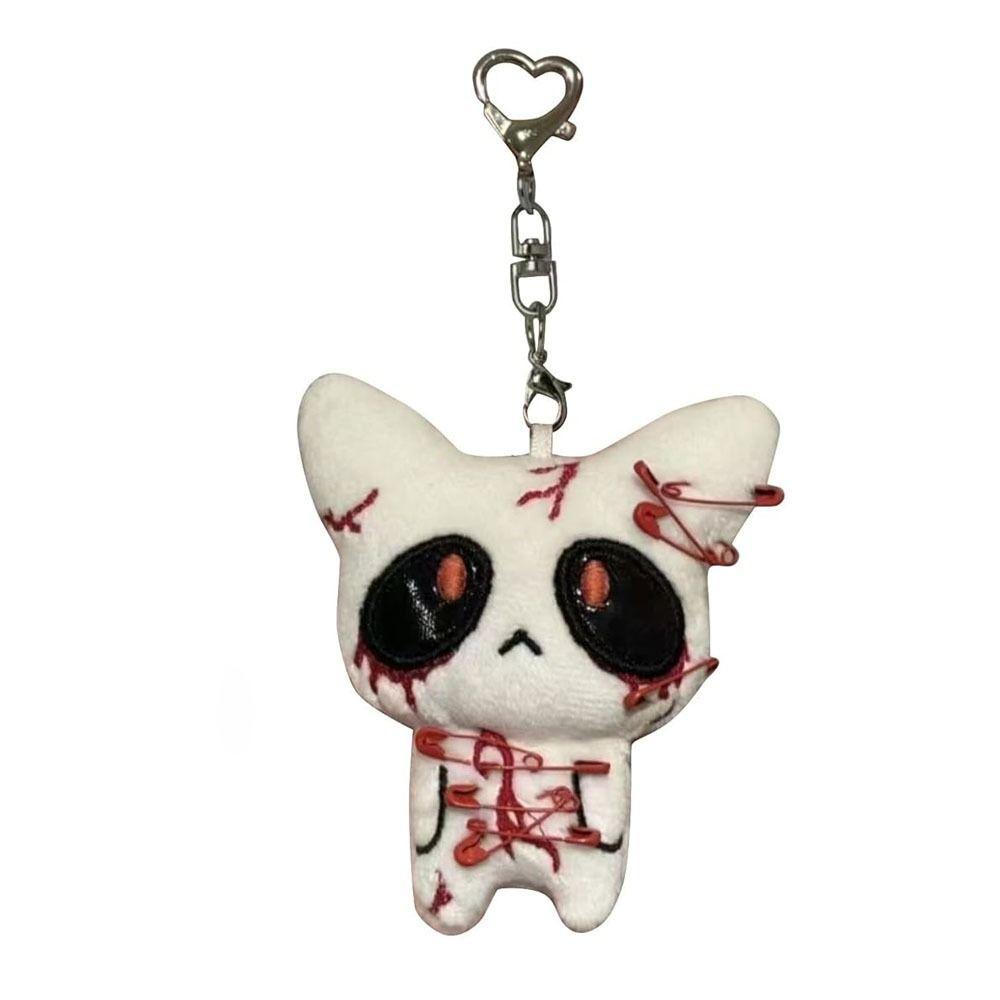 PP Cotton Halloween Keychain Black Color Horror Plush Keyring Creative Gift Bloody Doll Keychain