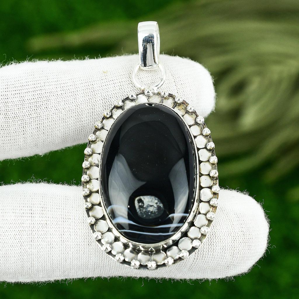 Oval Natural Sardonyx Daughter Anniversary Birthday Pendant 925 Sterling Silver