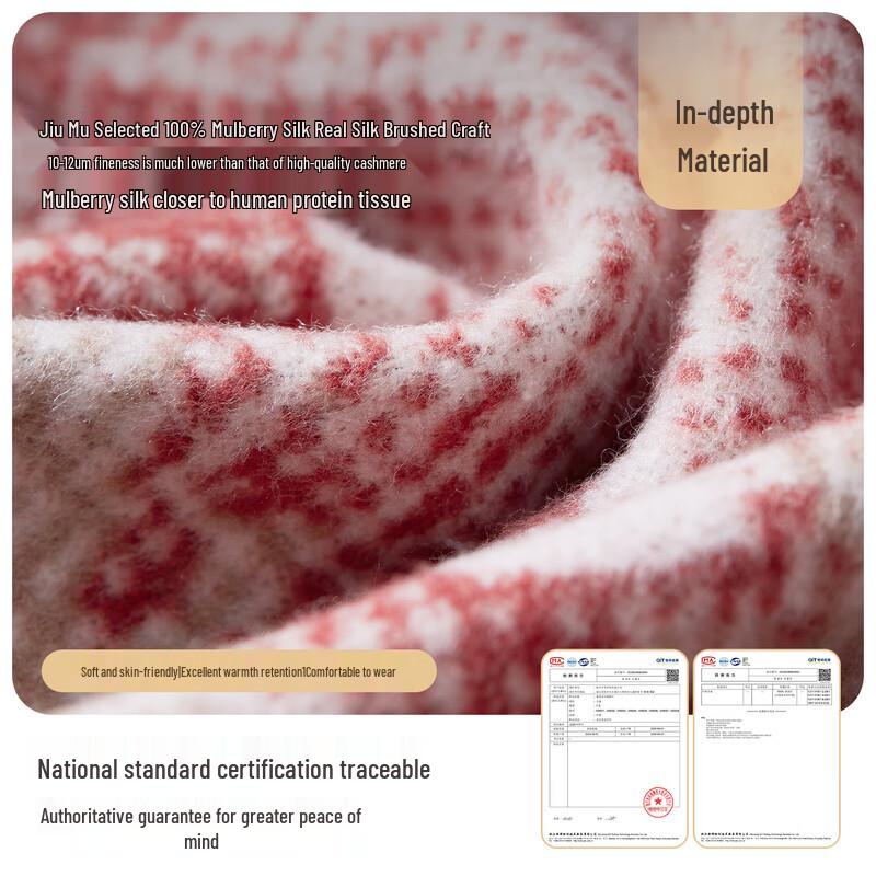 JIUMU Women's Autumn Winter Mulberry Silk Brushed Shawl