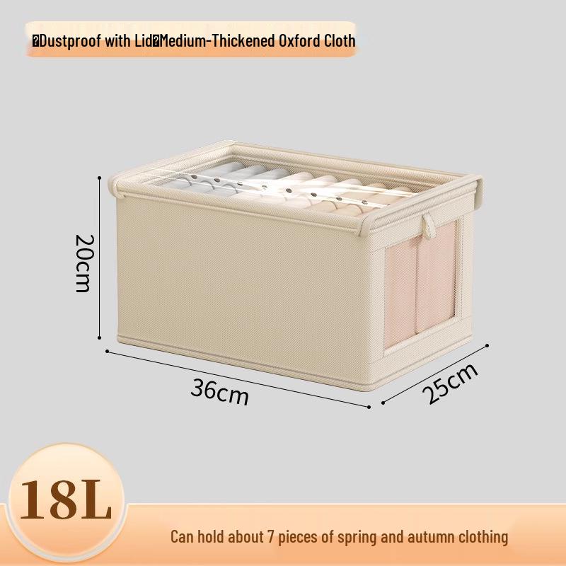 Oxford Cloth Dustproof Storage Box with Lid and Clear Window for Clothes and Sundries