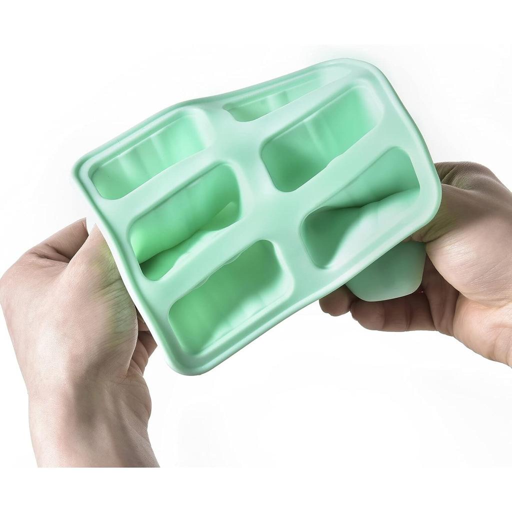 6-Compartment Silicone Popsicle Molds Set with Funnel & Cleaning Brush, Easy Release Reusable BPA Free Ice Pop Molds, Green