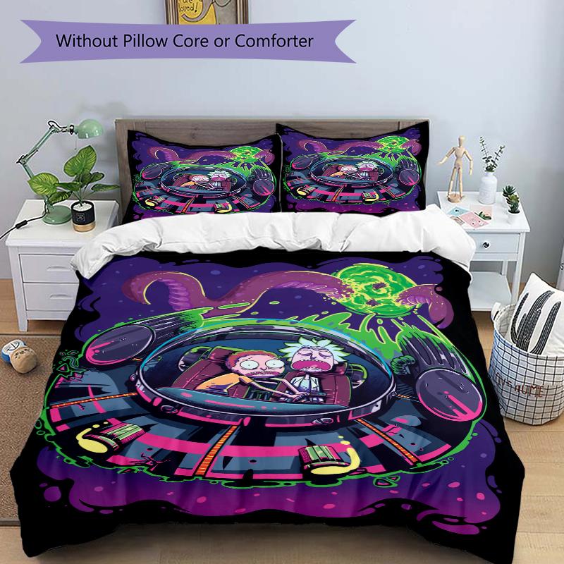 3Pcs Space Adventure Duo Bedding Set Soft Fabric Duvet Cover Pillowcases Christmas Xmas Halloween Gift 1 Duvet Cover 2 Pillowcase L1316