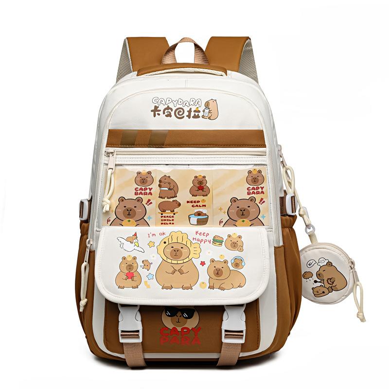

Новый школьный рюкзак милый мультяшный рюкзак для учеников начальной и средней школы большой вместимости с функцией снижения нагрузки повседневный рюкзак коричневый