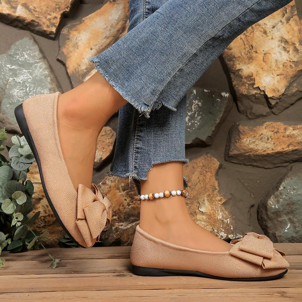 Plus Size Lightweight Women's Driving Shoes - 2026 Spring/Autumn Bow Flats