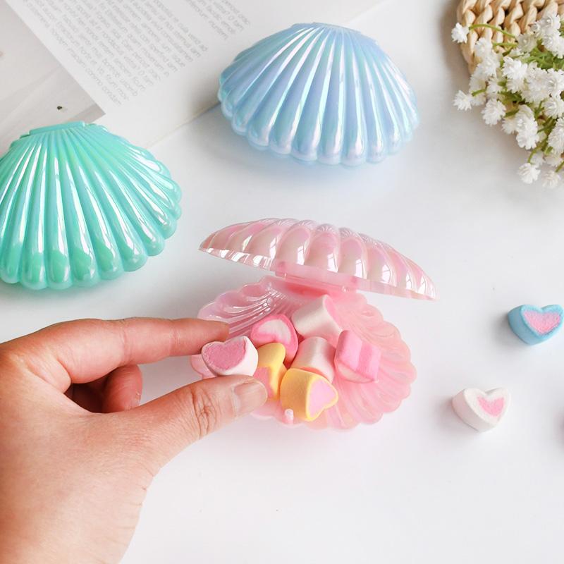 5pcs Shell Candy Gift Boxes Plastic Snack Cookie Jewelry Storage Box Kids Mermaid Birthday Party Favors Decor Wedding Supplies