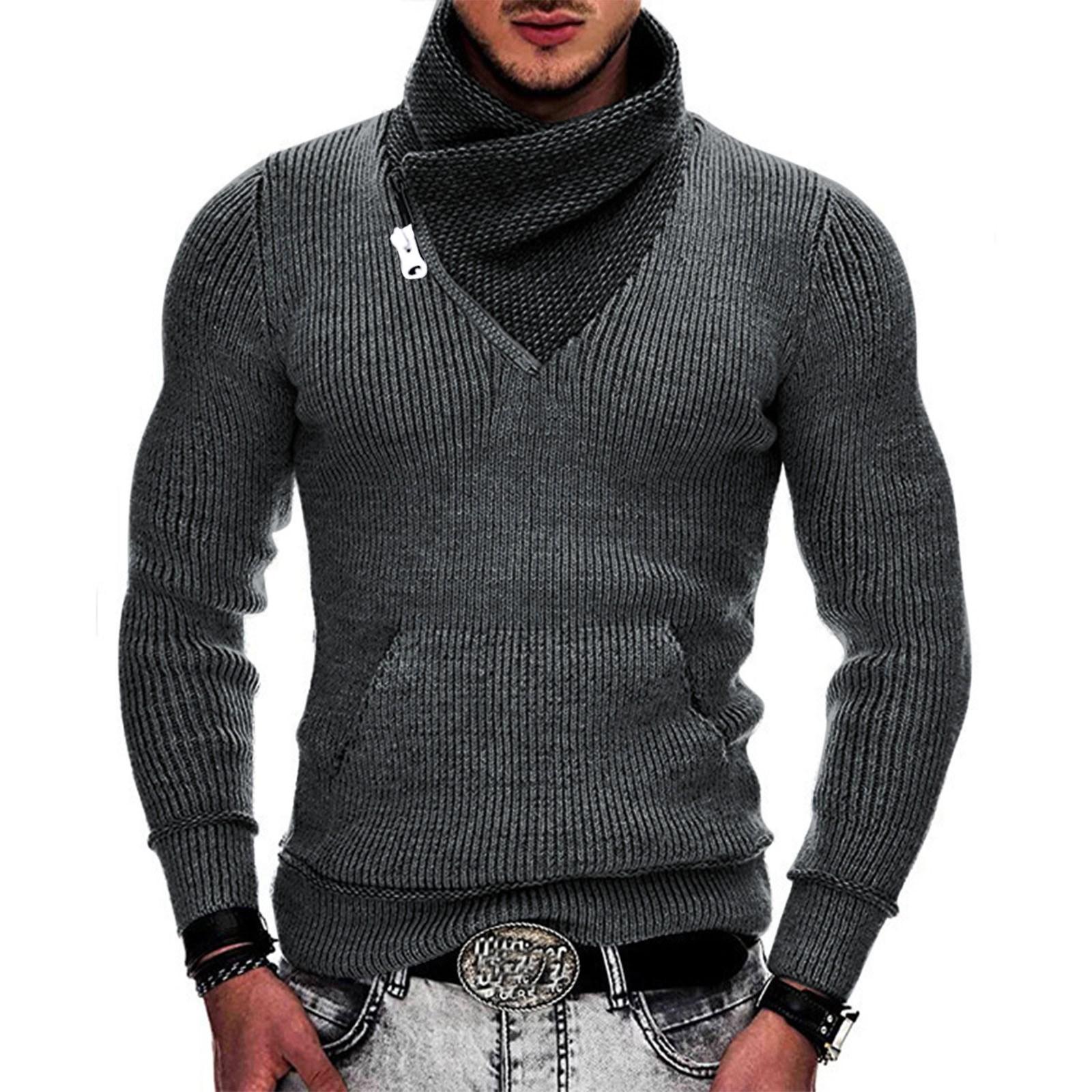 

Европейский и американский мужской вязаный пуловер с капюшоном и тонким свитером на пуговицах XXL