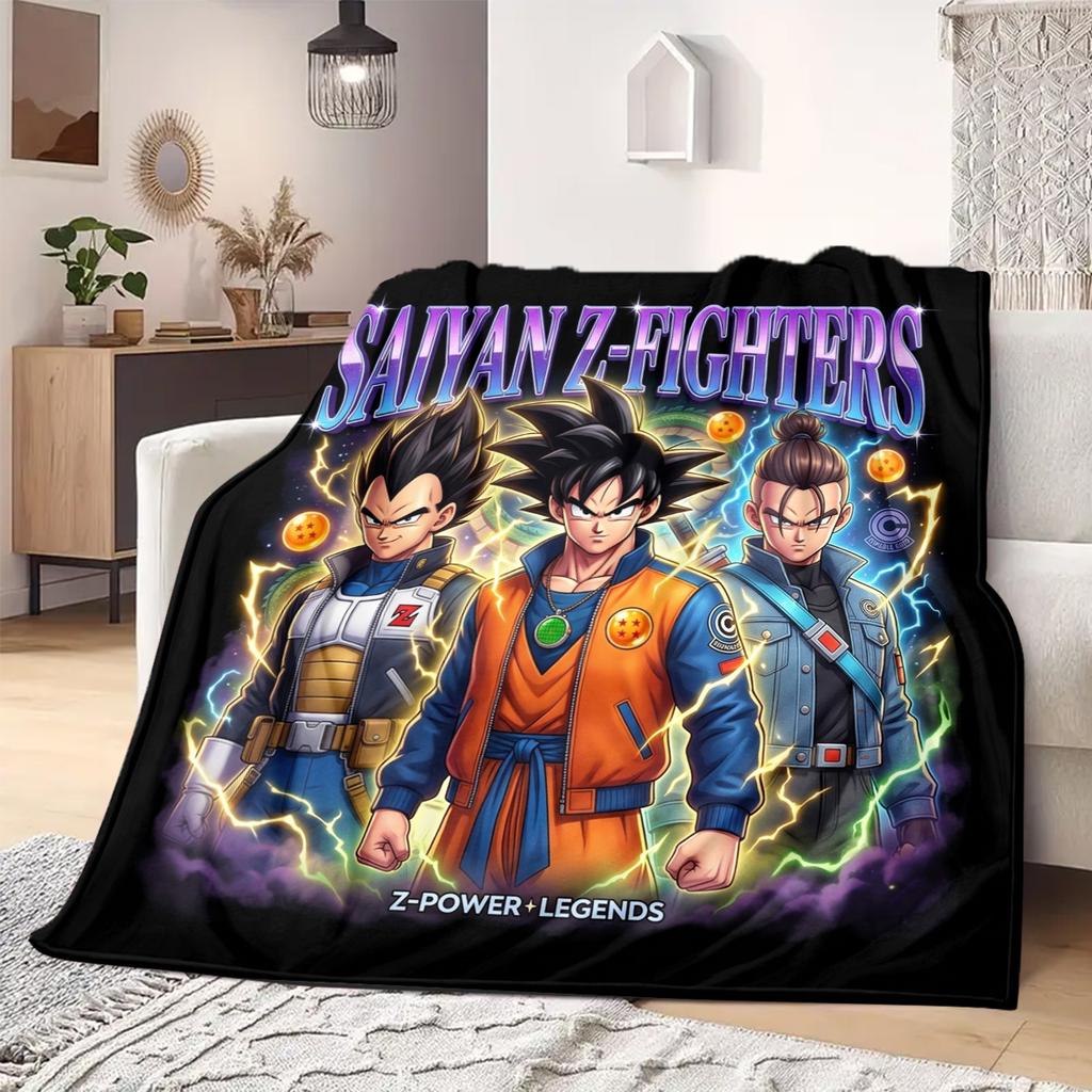 Dragon Ball Printed Flannel Blanket Warm Comfortable, For Bedrooms, Sofas, Beds, Chairs, Picnics, Travel -HE1