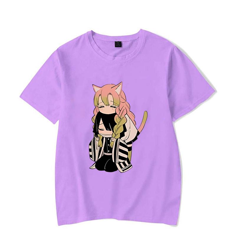 New Hot Anime Cartoon Kanroji Mitsuri Iguro Obanai T-shirts Fashion Women Men Summer Tee Shirt Couple's Casual Short Sleeve