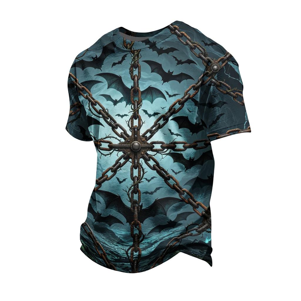 Men's Halloween Print Vintage Texture Short Sleeve T Shirt Loose Breathable Summer Sports Streetwear Casual Everyday Top