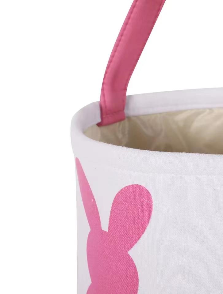 1pc Easter Bunny Ear Cute Rabbit Bucket Basket Canvas Rabbit Gift Bags With Plush Tail Easter Tote Bags For Easter Day