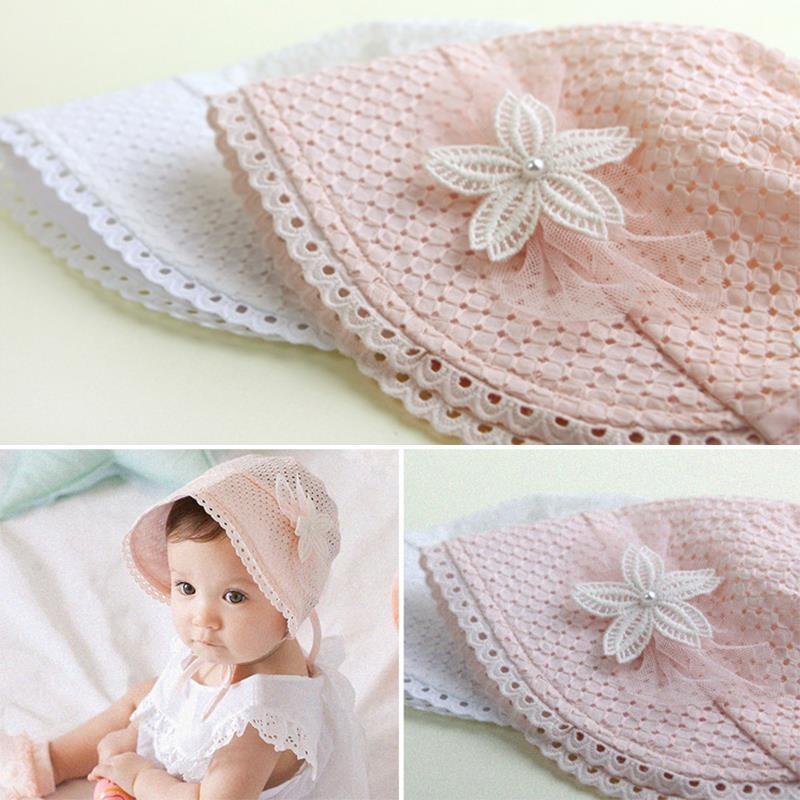 Spring Cap Summer Sweet Princess Hollo Cotton Bonnet Enfant Kids Flower Beanie Lace Floral Cap