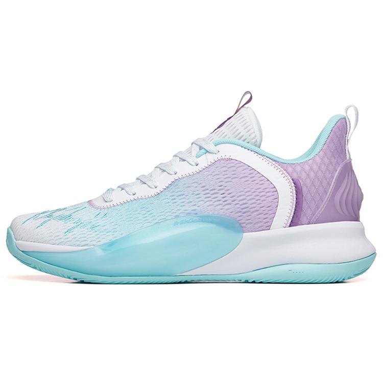 New Anta Light Cavalry 6 Cushioning Anti Slip Wear Resistant Breathability Low Top Basketball Shoes Men's White Purple Blue 112221624S-1