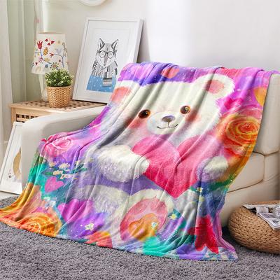 Bear Doll Print Flannel Blanket, High Quality Comfortable for All Seasons, Home Decor, Warmth and Comfort, Perfect for Christmas Gifts