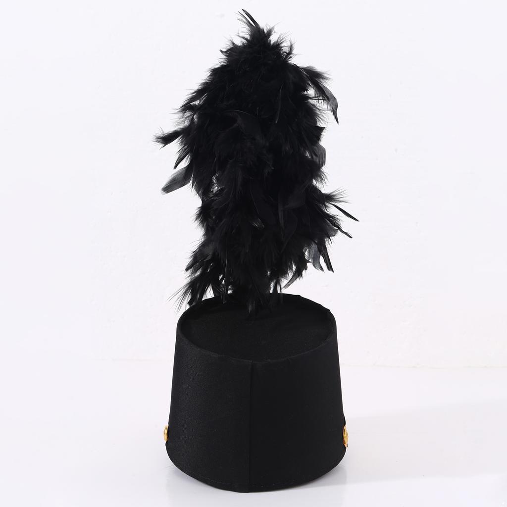 Drum Major Hat Conductor Performance Majorette Hat Drum Band Hat Toy Soldier Hats with Feather Decor Cosplay Accessories