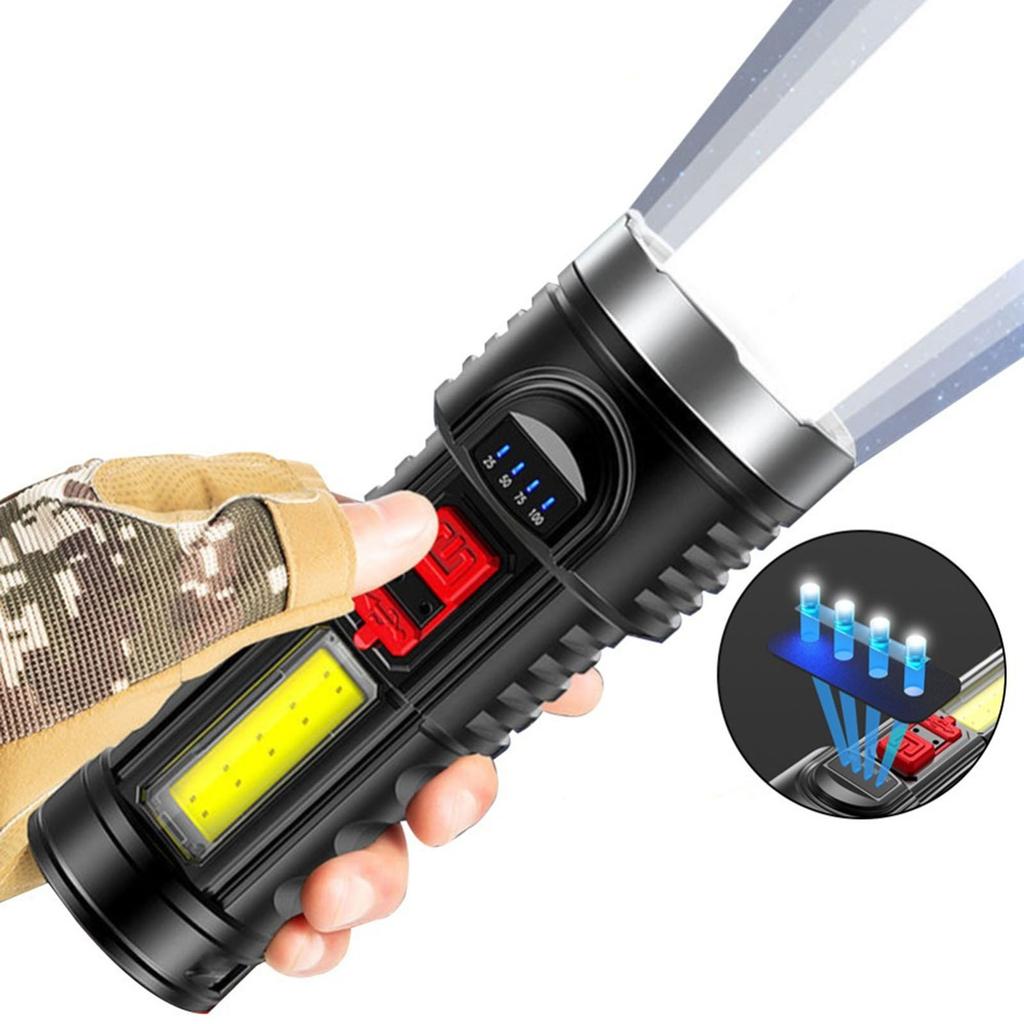 Portable LED Torch Zoom Torch Built-in Battery Camping Powerful Outdoor Torch