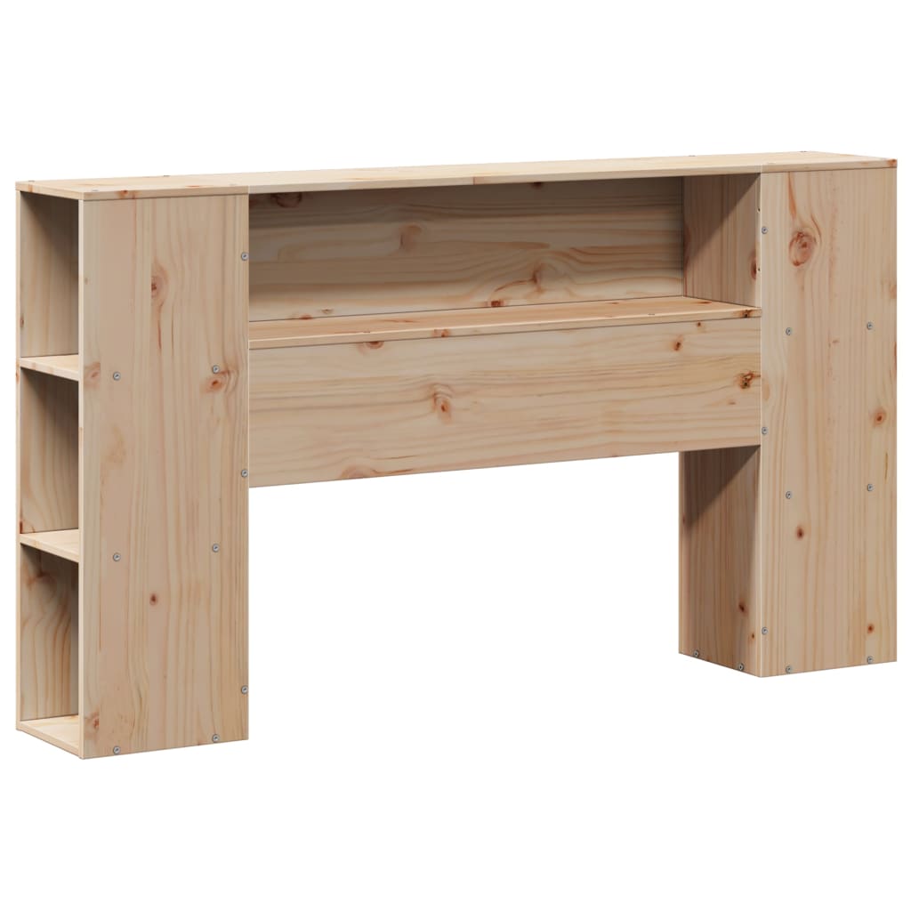 Solid Wood Bed with Shelf Without Mattress 135x190 cm Pine