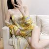 New women's summer ice silk pajamas sexy chest pads spring and autumn suspenders Internet celebrity shorts two-piece loungewear set