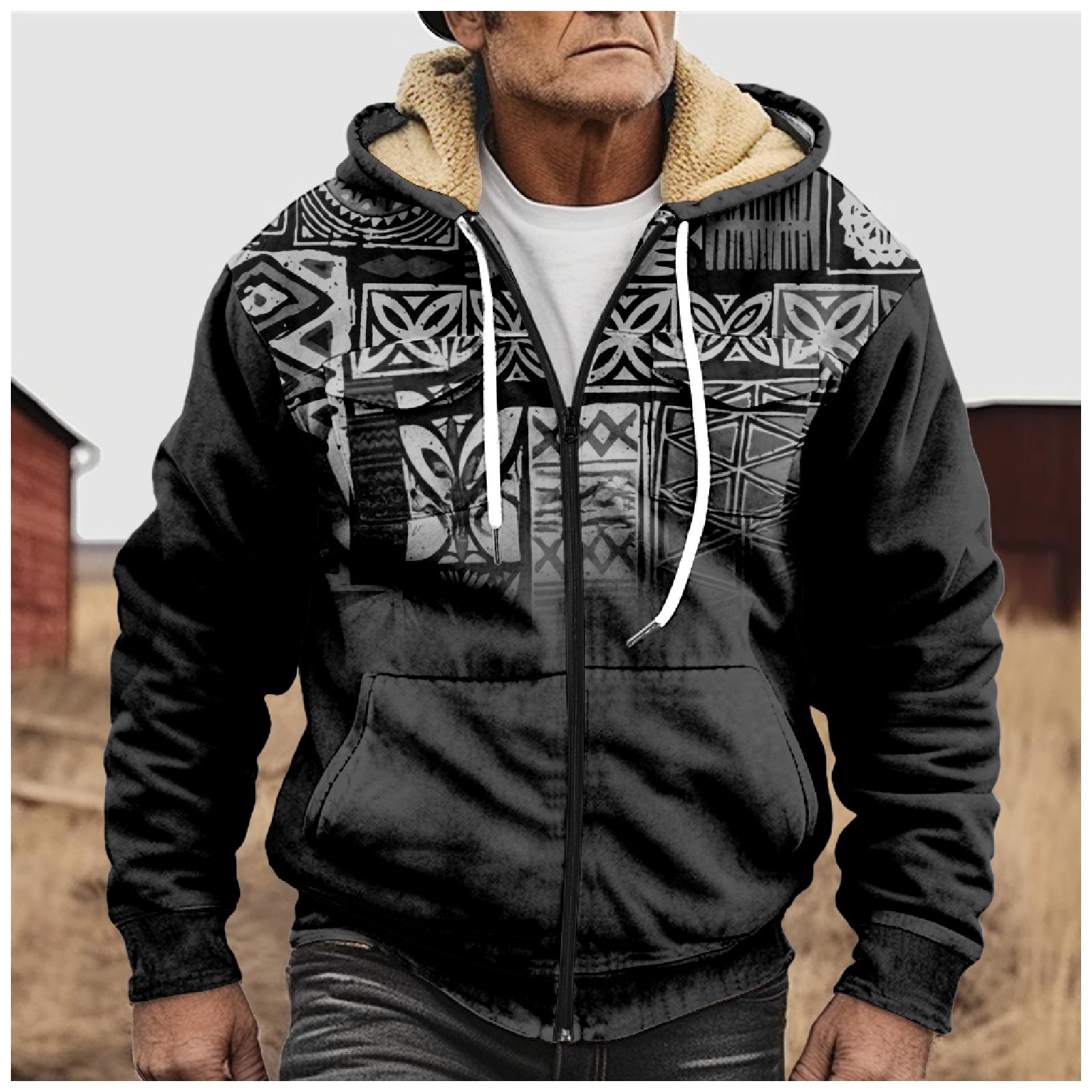 

Мужская зимняя флисовая толстовка с капюшоном на молнии с накладным карманом, повседневная куртка S