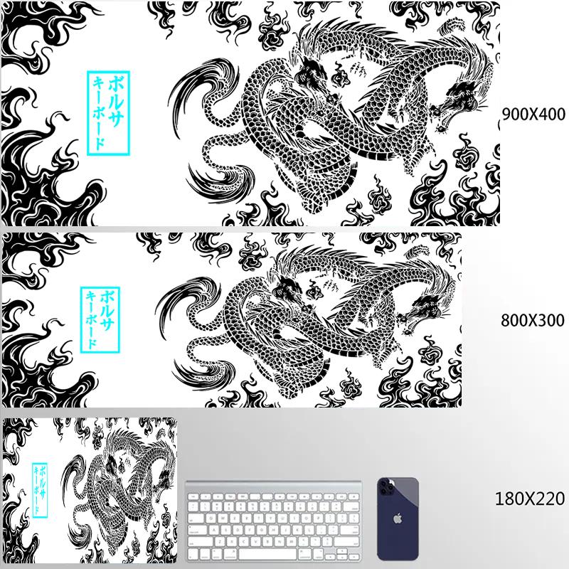 Red Dragon Mousepad Gamer Mouse Pad Light Gaming Room Accessories Desk Mat Japan Art Nonslip Keyboard Mats Company Xxl Mausepad