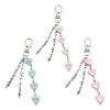Colorful Beaded Keyring Heart Cross Star Chain Pendant Keychain Elegant Phone Chain Fashionable Bag Charm Decoration