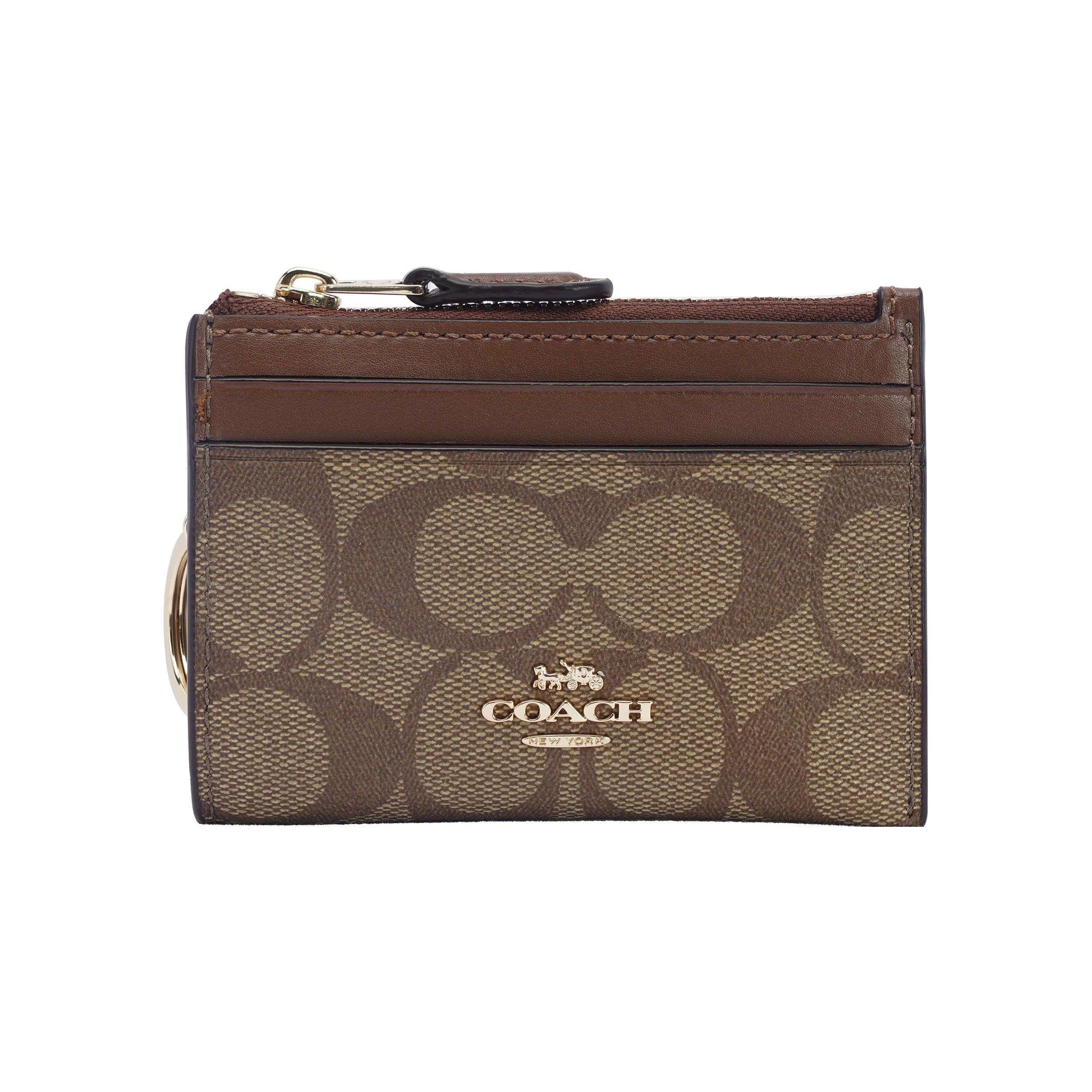 Coach Skinny 11 Pvc Card Holder Key Pouch Mini Women Accessories Brown 88208-IME74 Basic Set (Bag+Dust Bag)