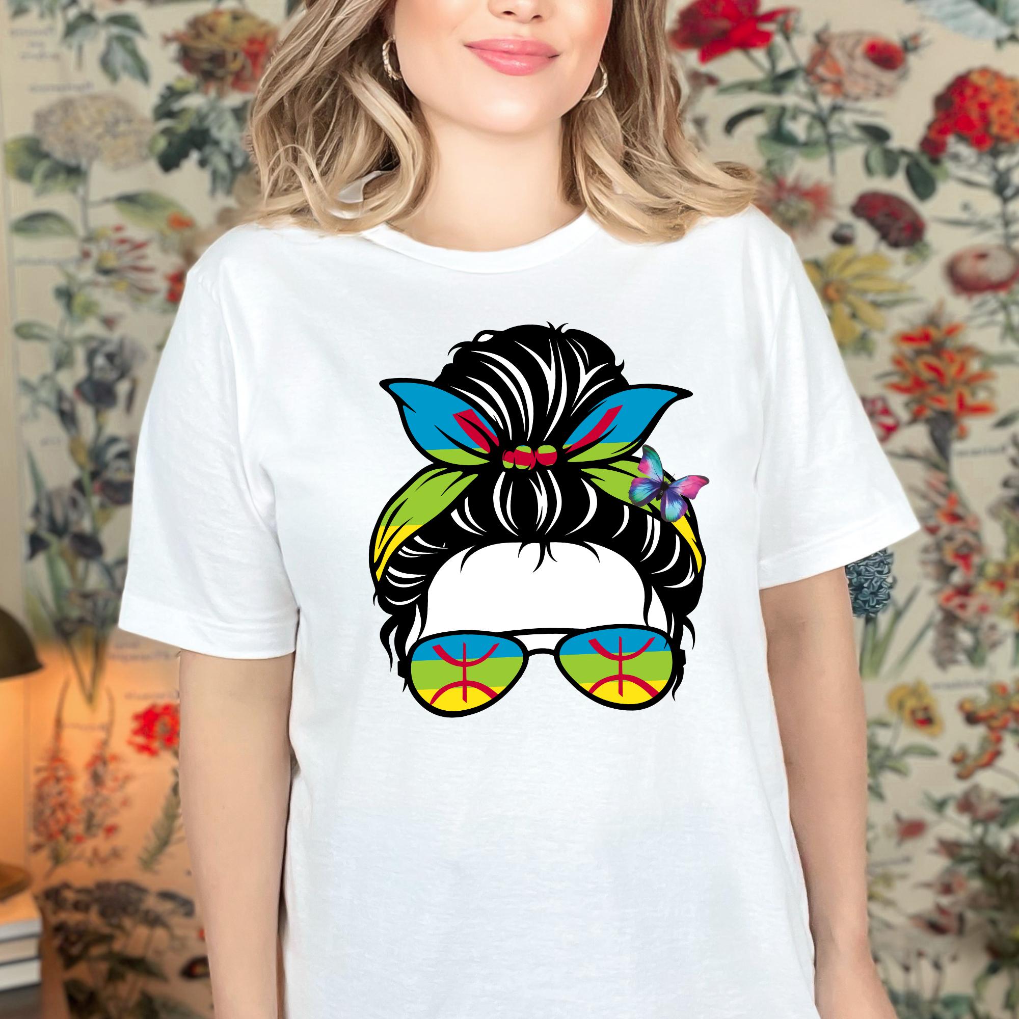 Berber Women T Shirts Amazigh Yaz Symbol Kabyle Pride Cotton Tops S белый