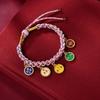 Handmade Tibetan Bracelet Colorful Five Way God of Wealth Bangle Adjustable Pulling Rope Wristchain for Women and Girls