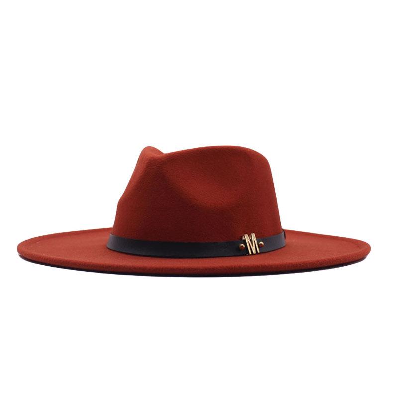 Europe, America, Autumn and Winter New M Standard Big Eaves Peach Heart Concave Convex Top Fashion Flat Top Hat Women's Woolen Jazz Hat