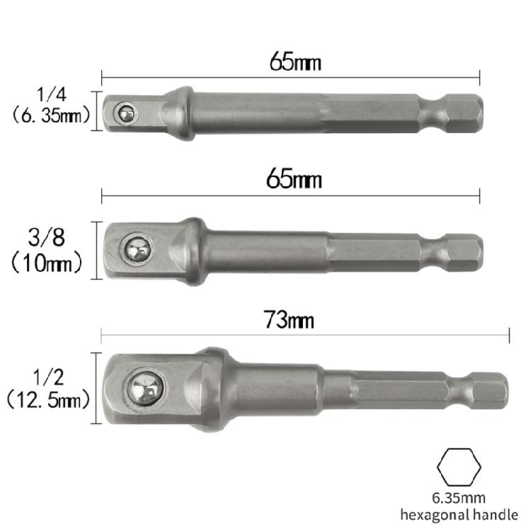 4Pcs Steel Square Socket Adapter Bit 3 Extension Rod Multiple Size Conversion Workshop Accessories