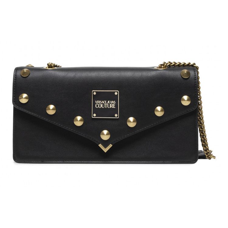 Versace Jeans Couture Studded Flap Faux Leather Shoulder Bag Dames tassen Zwart 72VA4BE8-71407-899 Basic Set (Bag+Dust Bag)