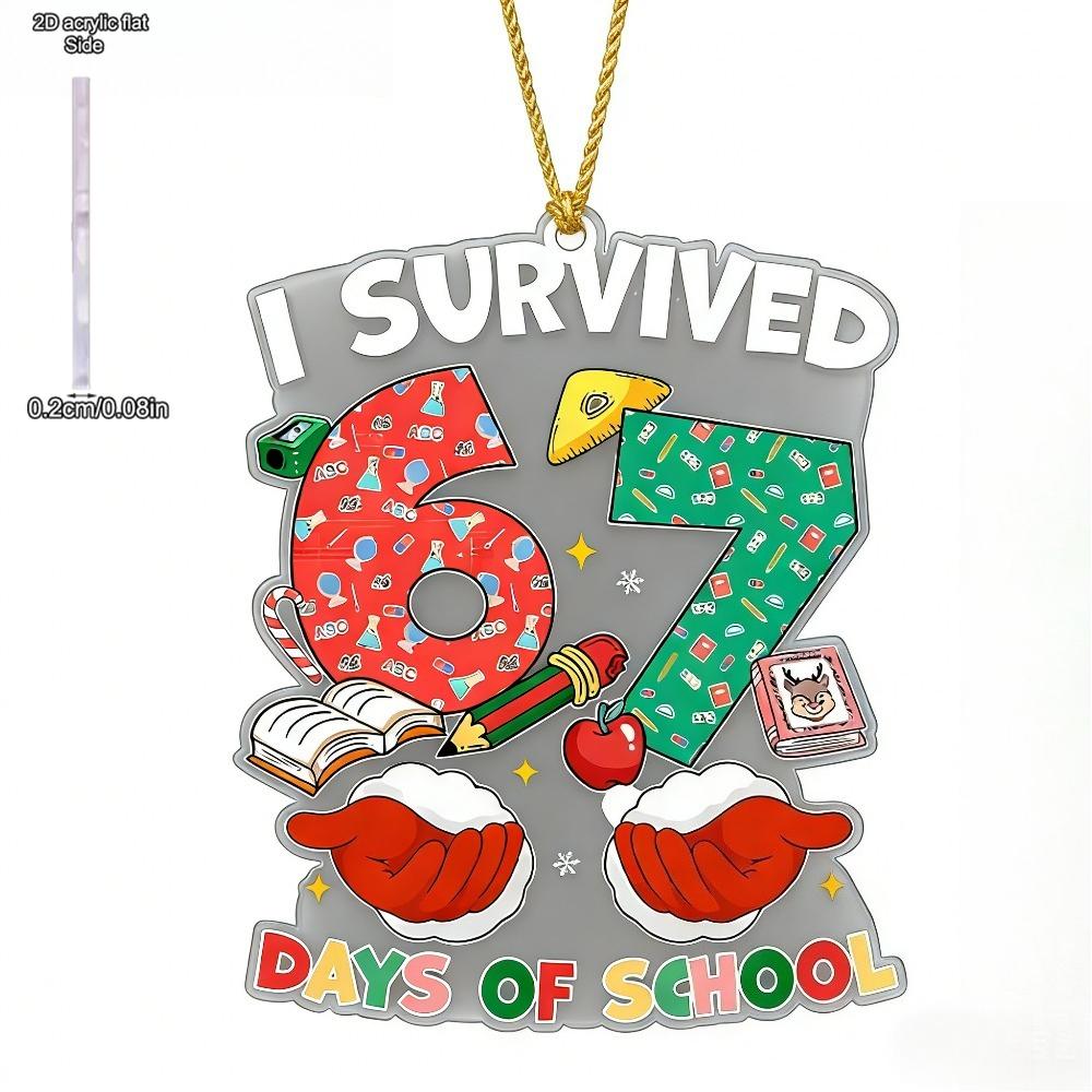 "I Survived 67 Days of School", No Electricity Needed, Back To School Theme, Hanging Style, Nurseries, Vintage Home Decor Wall for Bar Kitchen, Resta