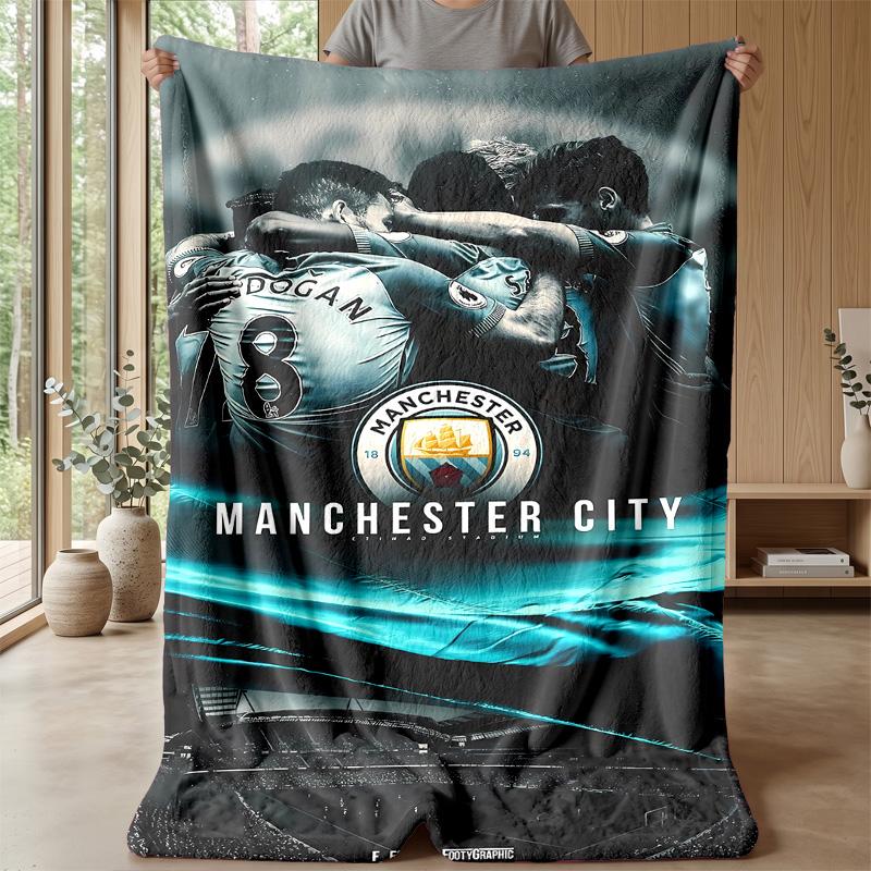 Manchester Theme Blanket Soft Flannel Blanket Plush Throw Blanket Cozy Sofa Bed Blanket for Home Decor
